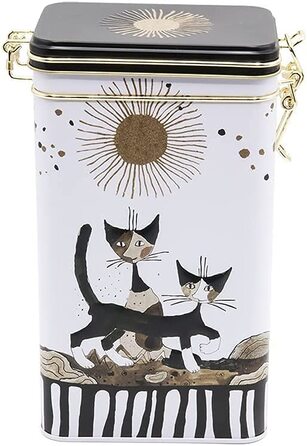 Металева банка для зберігання кави Fridolin з кришкою, дизайн Rosina Wachtmeister, коти, сепія