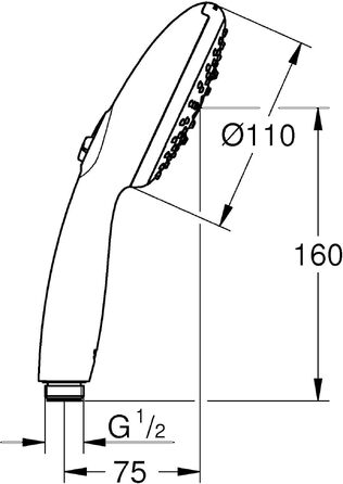 Душова лійка GROHE Vitalio 110, водоощадна (8 л/хв), 3 режими струменя, універсальне підключення, хром, 26031001