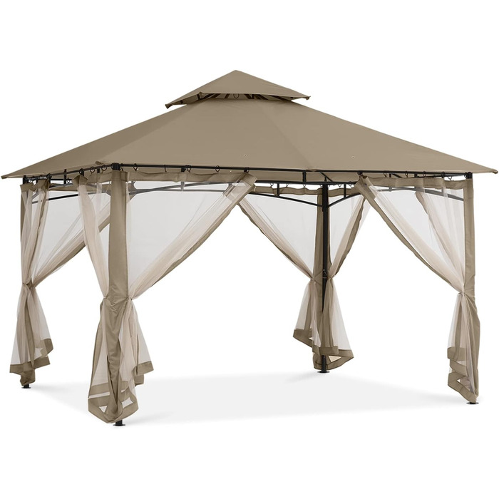 Павільйон садовий ABCCANOPY 2.5x2.5м Водонепроникний, зимовий, з подвійним дахом, сірим (з москітною сіткою)