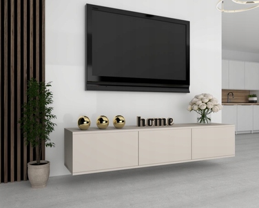 Підвісна ТВ-тумба Krak Meble KING 3D, 3-дверна, колір кашемір, матова