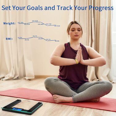 Смарт-вага Vitafit 250 кг з Bluetooth, вимірюванням ваги та ІМТ, синхронізацією з додатком, чорна, 8 мм загартоване скло, широка платформа
