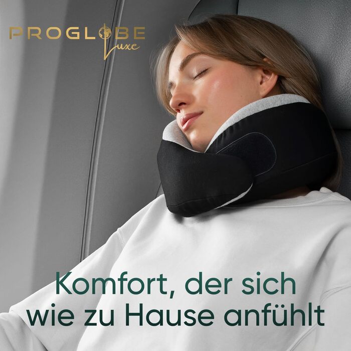 Подорожні подушки для шиї Proglobe Luxe з ефектом пам'яті (Memory Foam) з підтримкою підборіддя та сумкою для зберігання, Антрацит