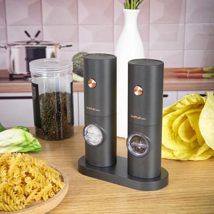 Електричний набір млинків для солі та перцю SIMPLETASTE, USB-аккумуляторні, керамічний механізм помолу, 2 шт.