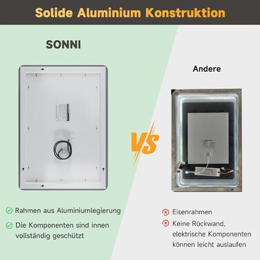 Дзеркало для ванної кімнати SONNI з підсвічуванням 80x60 см, IP44, холодне біле світло