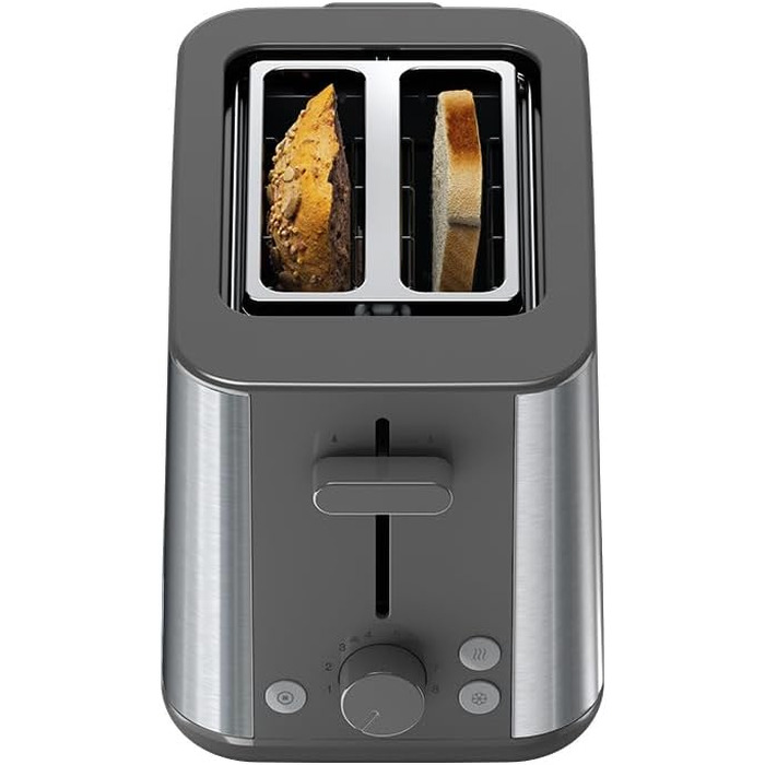 Тостер Braun PurShine HT1510 WH – 2 відділення, 8 режимів підсмажування, розморожування, підігрів, висувний піддон, 900 Вт, сірий