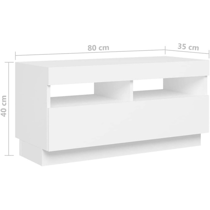 Тумба під телевізор vidaXL з LED підсвіткою, біла, 180x35x40 см, сучасна ТВ-тумба, комод для вітальні