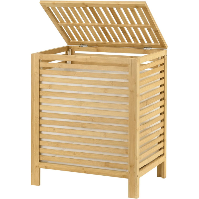 Бамбуковий кошик для білизни en.casa Skövde 65 л, знімний мішок, 50,5x35,5x60 см