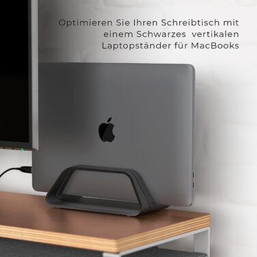 Вертикальна підставка для ноутбука Humancentric: сумісна з MacBook Pro та MacBook Air, чорний колір