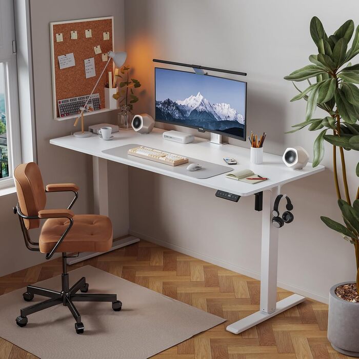 Регульований стіл WALKINGDESK для дому та офісу: електричний, з пам'яттю, 140x60 см, білий