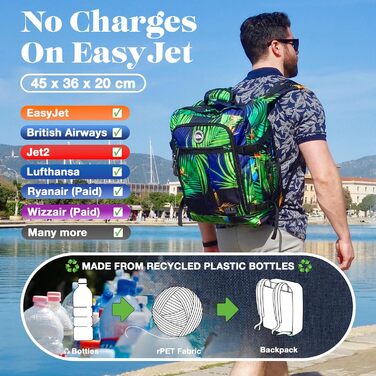 Рюкзак Cabin Max Metz 30L для ручної поклажі EasyJet 45x36x20 см, з переробленого поліестеру, місткий, з компресійними ременями