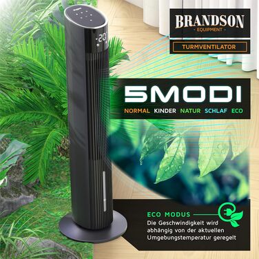 Brandson ECO GREEN Турельний вентилятор з водяним охолодженням та WiFi (Smart Home/Alexa) - Чорний матовий