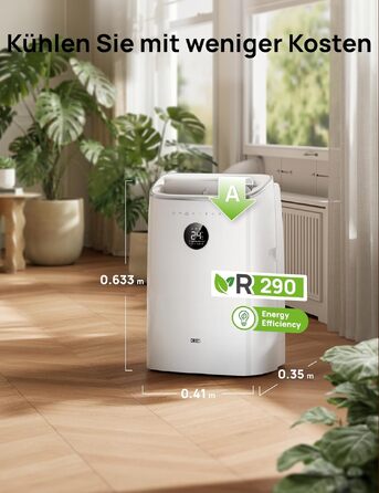 Мобільний кондиціонер DREO AC319S 7500 BTU (3-в-1: охолодження/вентиляція/осушення), з Wi-Fi, пультом та голосовим керуванням, без дренажу, з набором для вікна, білий