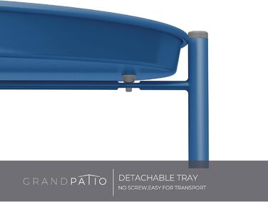 Металевий журнальний стіл Grand patio, 2-рівневий, знімна полиця, 45x45x53 см, для вітальні, спальні, саду, синій павич