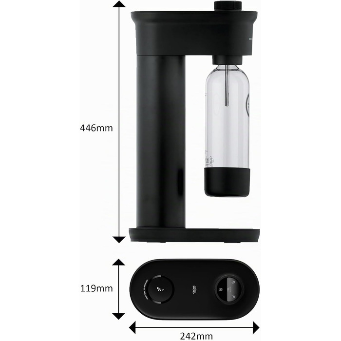 Сифон для газування води GROHE Blue Fizz Starter Set, чорний, 3 рівні газування, пляшка 0.85л (без балона CO2), арт. 31943K00