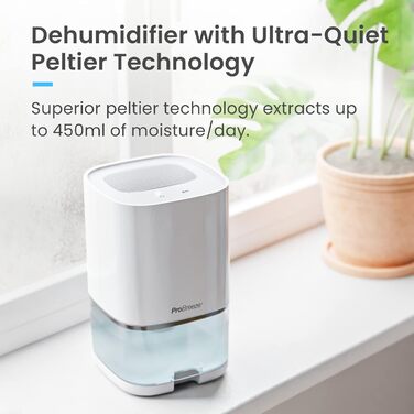Електричний осушувач повітря Pro Breeze 1000 мл з таймером та нічником - для ванної, спальні, шафи та підвалу. Білий
