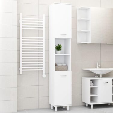 Шафа для ванної vidaXL, 6 відділень, 2 дверцята, білий, 30x30x179 см, ДСП