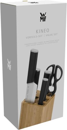 Набір ножів WMF Kineo з підставкою (6 предметів), Made in Germany, бамбукова підставка, нержавіюча сталь