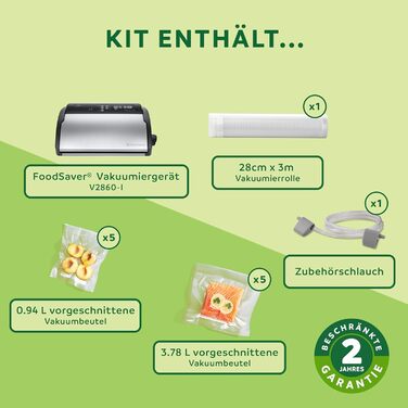 Вакууматор FoodSaver V2860 для сухих та вологих продуктів, 100 Вт, сріблясто-чорний