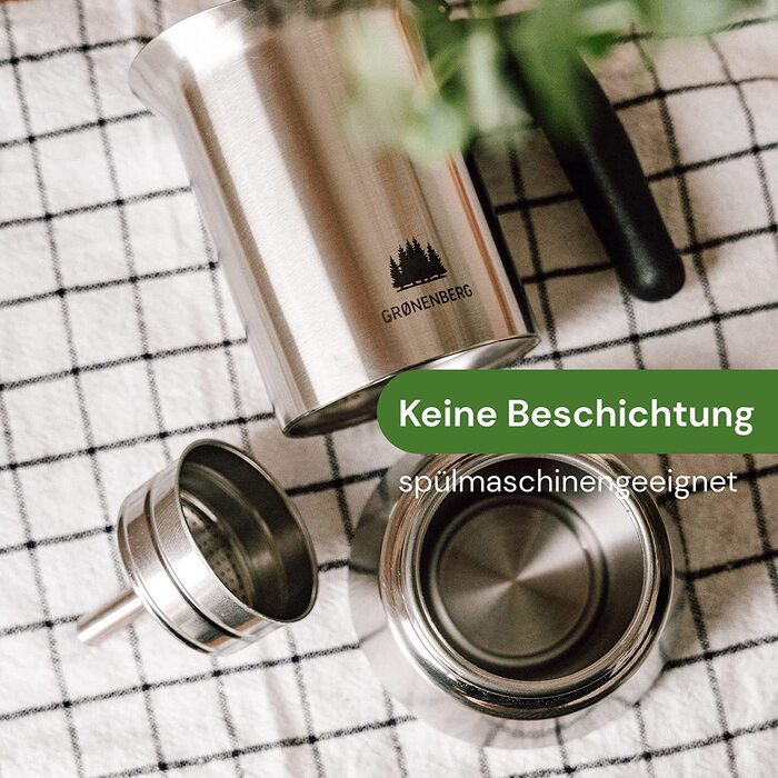 Кавоварка Groenenberg Espresso, підходить для індукційних плит, глечик для еспресо з нержавіючої сталі на 4-6 чашок, 200-300 мл Mocha Pot, без алюмінію, зі змінною пломбою та інструкціями (англійська мова не гарантується)