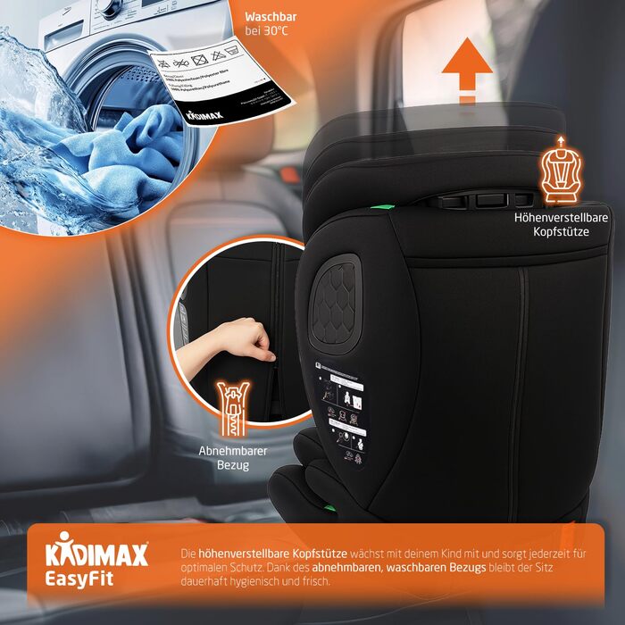 Автокрісло i-Size 9-36 кг, 15 місяців - 12 років, група 1/2/3, ECE R129/03, чорний колір