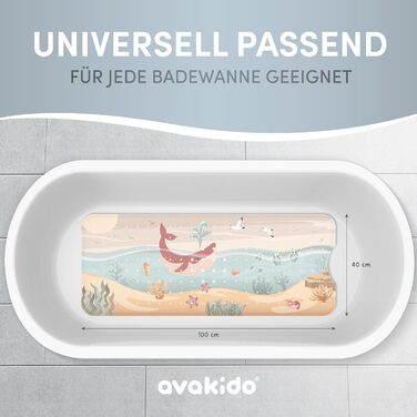 Дитячий килимок для ванни avakido®, протиковзкий, 100% BPA-Free, з 2 гачками, стійкий до цвілі, машинне прання, «Диво-кит»