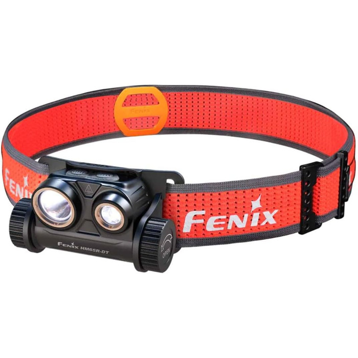 Налобний ліхтар FENIX HM65R-DT, подвійний світловий потік, легкий, для бігу, кемпінгу, спорту, з еластичним спортивним ремінцем, чорний