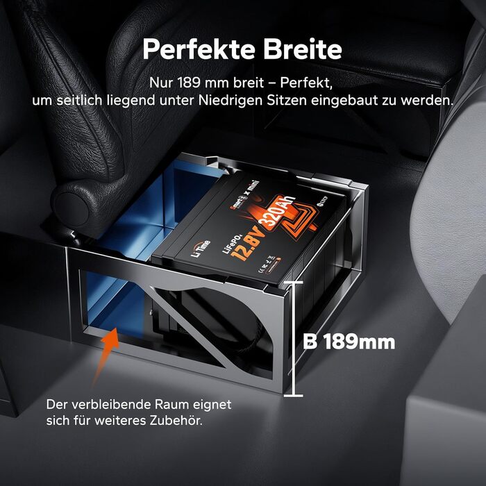 Літієва батарея LiTime LiFePO4 12V 100Ah H190 з Bluetooth для кемпінгу та автобудинків (1 шт, 12V320Ah Mini BT)