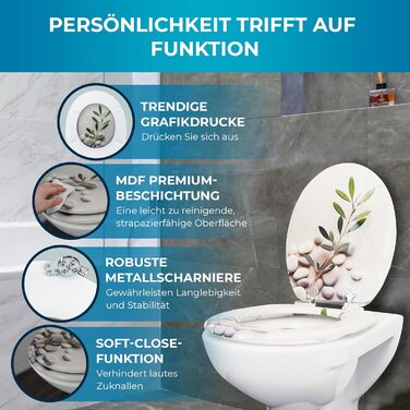 Антибактеріальна туалетна кришка Benkstein Premium, овал, біла, дюропласт, з мікроліфтом і швидким зніманням, сидіння для унітазу з нержавіючої сталі