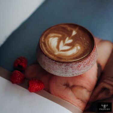 Набір керамічних чашок для капучино та лате Pheniox Barista, 2 шт по 180 мл, порцелянові чашки без ручок для Latte Art, червоні, придатні для посудомийки