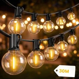 Світлодіодна гірлянда вулична G40 (30м), 52 шт. неб’ючі лампи, IP44, тепле біле світло 2700K