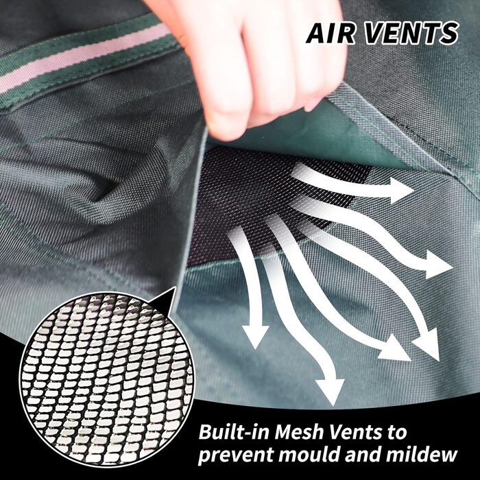 Чохол для садових меблів прямокутної форми, 600D Oxford, водонепроникний, вітрозахисний, 170x94x71 см (200x200x90 см, зелений)