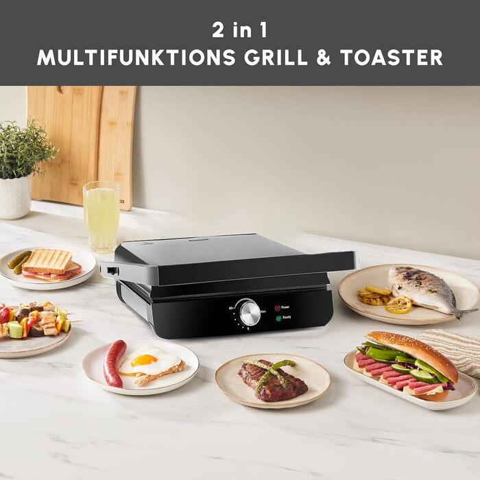 Тостер-контактний гриль Karaca Toastmaster Inox, чорний, 4-х місний, з антипригарним покриттям