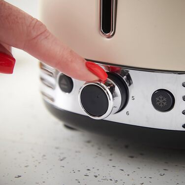 Тостер Russell Hobbs Hanley Crème-Weiß на 2 тости, 6 режимів, розморожування, підігрів, підставка для булочок