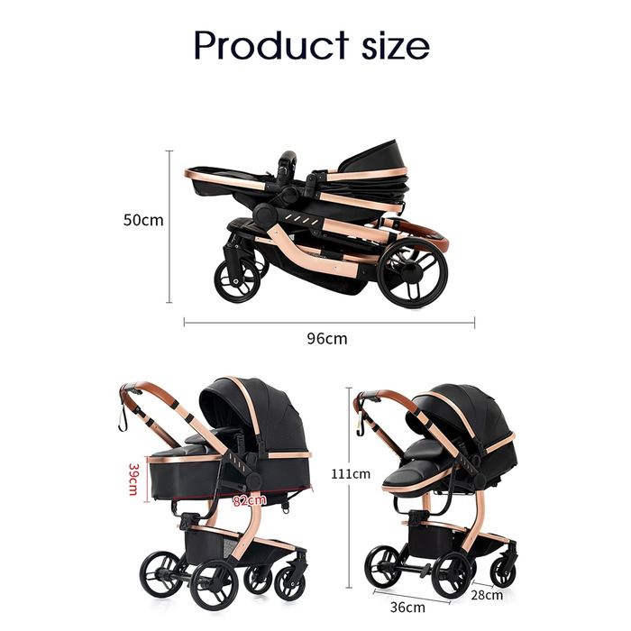 Дитяча коляска 3 в 1, Buggy з двома зворотними режимами, алюмінієва рама, комплект, складна конструкція (588 Grey)