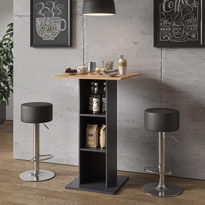 Стіл журнальний Vicco Rodeo, антрацит/золота дубова, 70x70 см