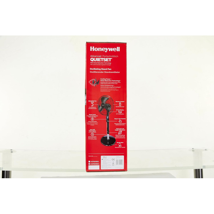 Вентилятор Honeywell Advanced QuietSet, підлоговий, 5 швидкостей, осциляційний, з таймером, регулюванням висоти та пультом ДУ, тихий