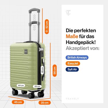 Валіза Travely XL з полікарбонату, велика (77 см), 100л, з TSA-замком та колесами, колір туманно-зелений