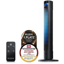Вентилятор Tower Brandson з пультом дистанційного керування - тихий, LED дисплей, 3 швидкості/режими, обертання. Підлоговий вентилятор для охолодження