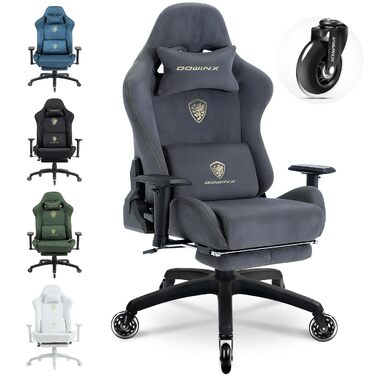 Ігрове крісло Dowinx Ergonomic Gaming Chair з підставкою для ніг та 3D підлокітниками, сіре, витримує до 200 кг, офісне крісло для геймерів