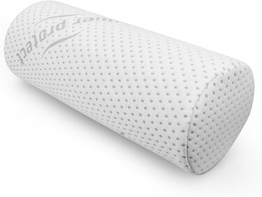 Подушка для шиї Bestlivings з піни Memory Foam (30x35x9 см) з антимікробним срібним чохлом Öko-Tex, Ролик для шиї 40x15 см