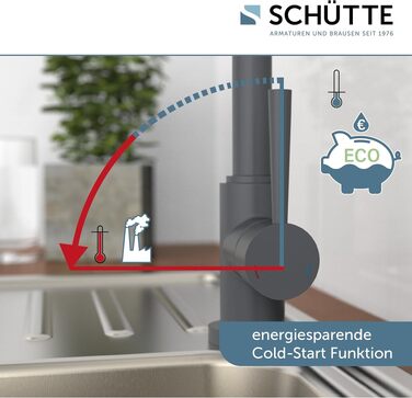 Змішувач кухонний SCHÜTTE Cornwall 79164 антрацит матовий, поворотний на 360°, для мийки високого тиску