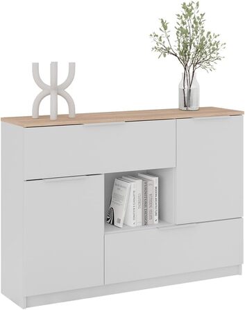Комод Vicco Betti білий/дуб сонома 120x84 см, 2 двері, 2 шухляди, 1 відкрита полиця