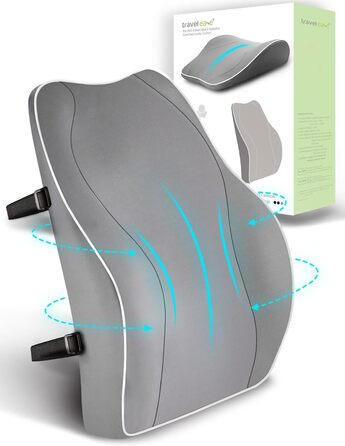 Ортопедична подушка для спини Travel Ease з пам’яттю форми, поперекова підтримка для офісного стільця з антистатичним гіпоалергенним чохлом, сіра
