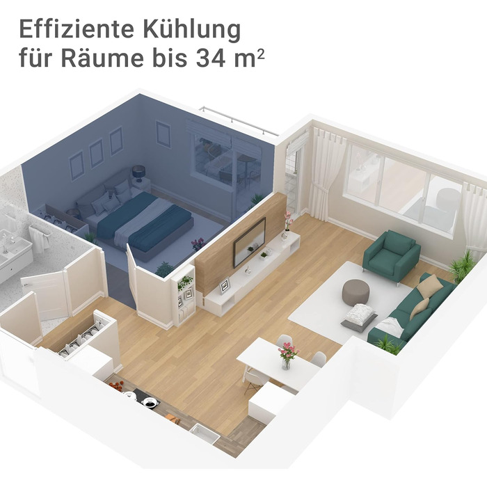 Мобільний кондиціонер SUNTEC Comfort 7.0 Eco R290, 2050 Вт, 7000 BTU, з відводом повітря, охолоджувач і осушувач для кімнат до 25 м², тиха робота, для дому та офісу