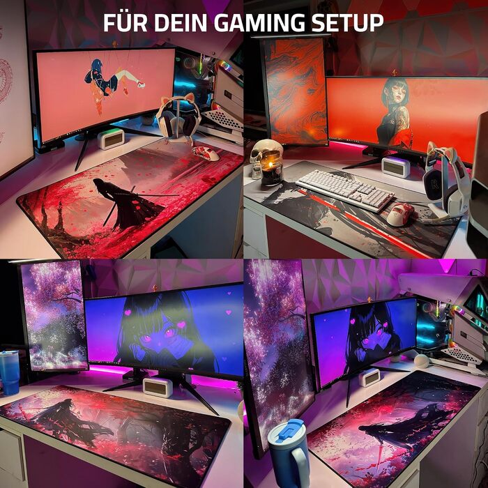 Ігровий килимок для миші XXL Gaming Anime 900x400 мм, водовідштовхуючий з прошитими краями Echo of Blossoms