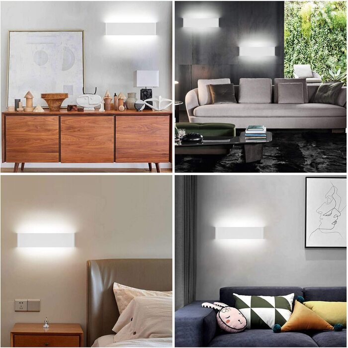 LED настінні світильники Ledmo 12W, 4 шт, чорні, алюмінієві, тепле біле світло 3000K, для внутрішнього освітлення, Up&Down лампи
