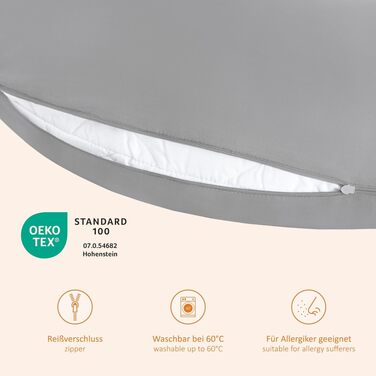Подушка для вагітних Sleepling 40x190 см, бокова підтримка, з мікрофібри, сіра, Oeko-TEX 100, гіпоалергенна