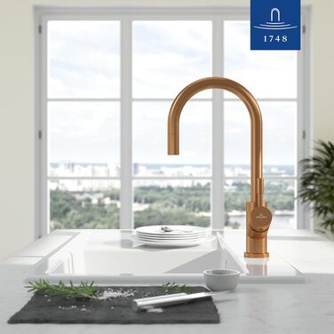 Змішувач кухонний Villeroy & Boch Umbrella Flex з висувним душем, бронзовий, високий вилив 220 мм