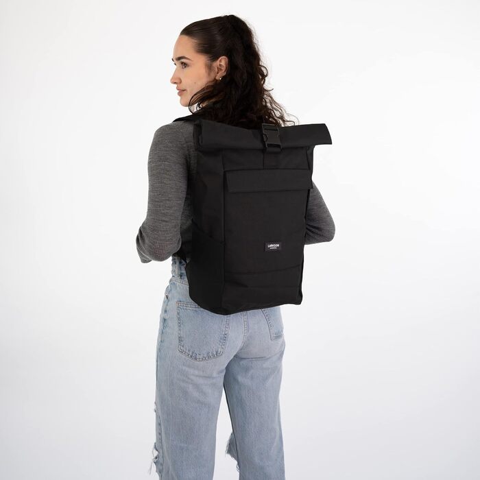 Рюкзак LARKSON Rolltop з відділенням для ноутбука, водостійкий, універсальний, чорний, для жінок і чоловіків, для університету, роботи, велосипеда, подорожей