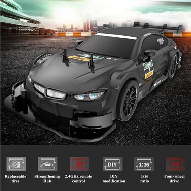 RC Автомобіль Goolsky Drift 1/16 4WD 40 км/год 2.4GHz, радіокерування, чорний
